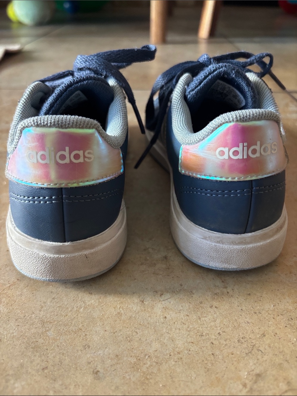 adidas Kids Navy Sneakers with Iridescent Heel - Picture 5 of 11
